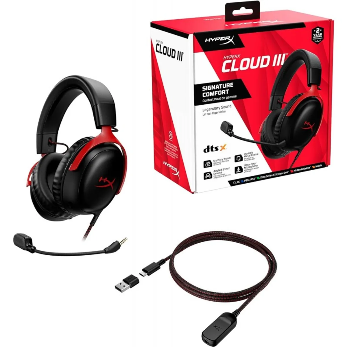 HYPERX - HyperX Cloud III auriculares gaming con cable PC PS5 Xbox Series