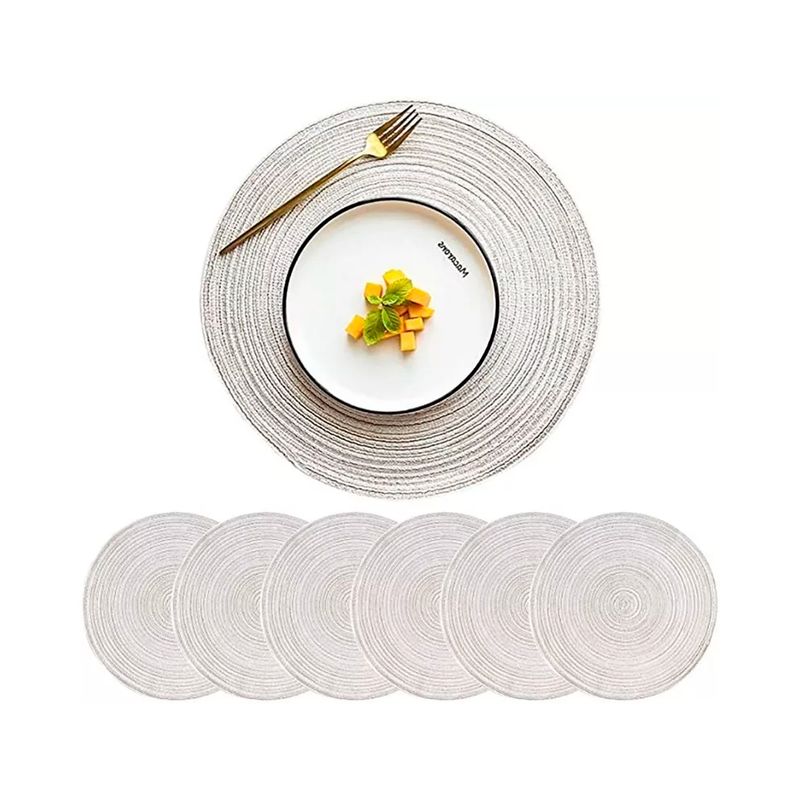 GENERICO - Set De 6 Individuales Redondos Trenzados 38cm BEIGE