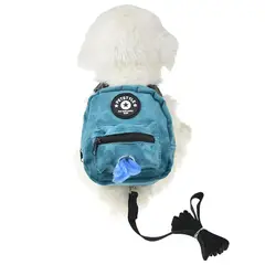LELOX - Arnés Mochila para Perros con Correa Azul S