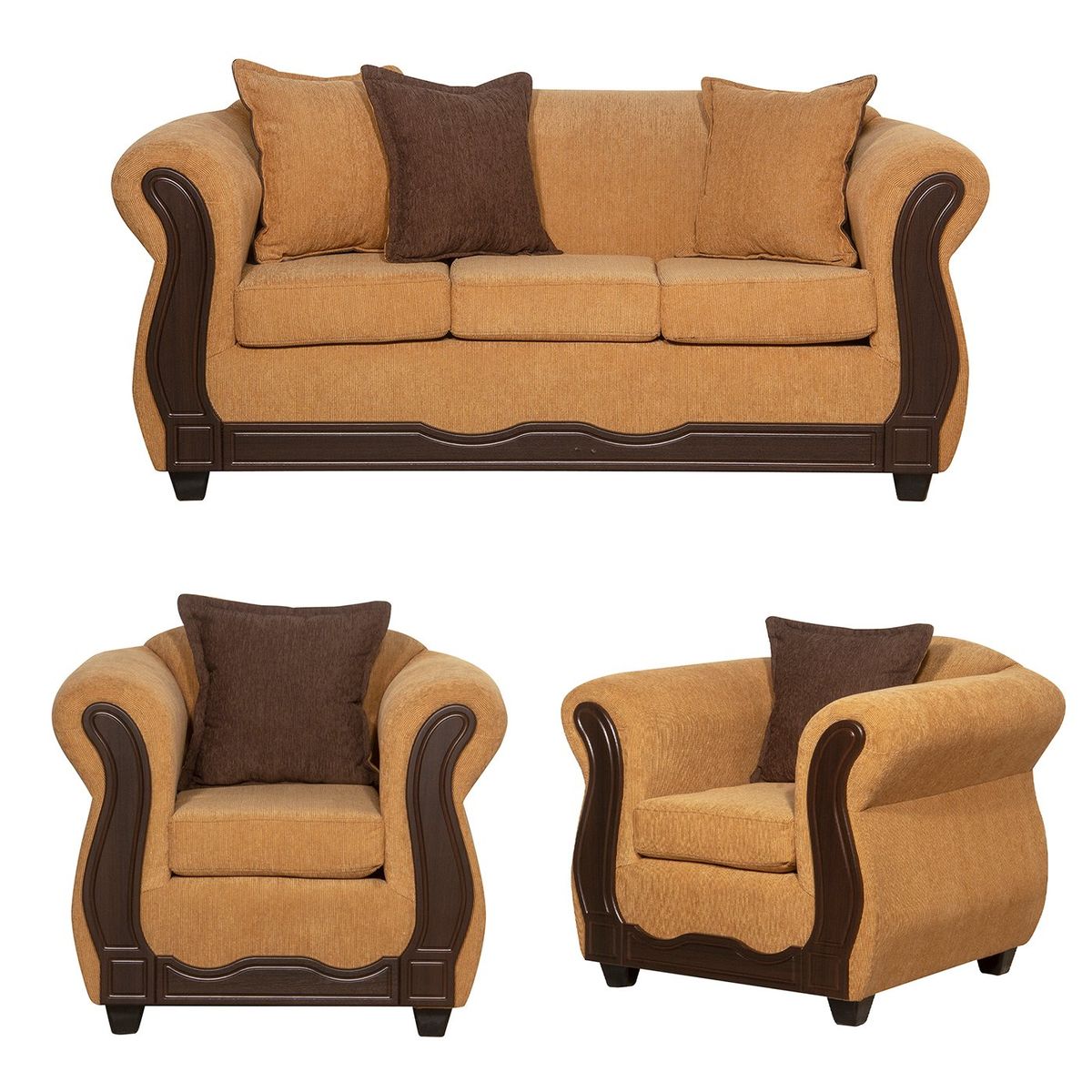 BLACK FACTORY - Juego de Living 3 1 1 Barcelona Oro