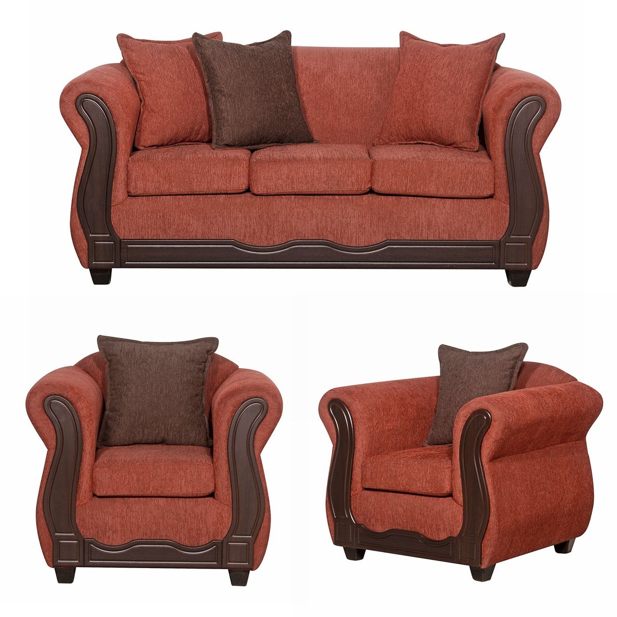 BLACK FACTORY - Juego de Living 3 1 1 Barcelona Terracota