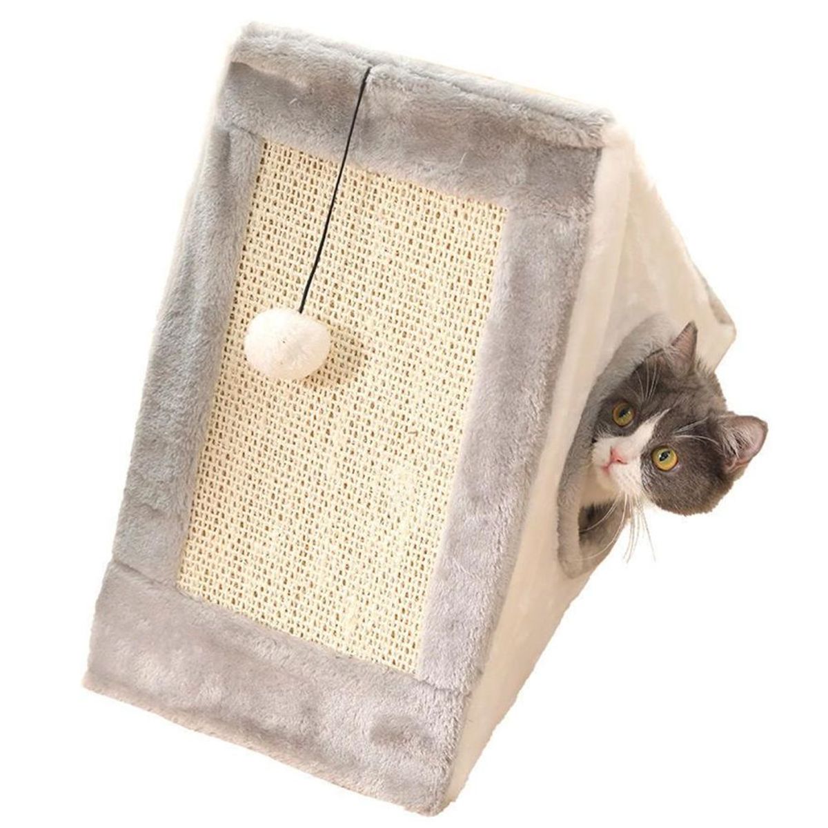 DETODOYMAS - Rascador de Gato + Casita y Pompon MX27 DETODOYMAS