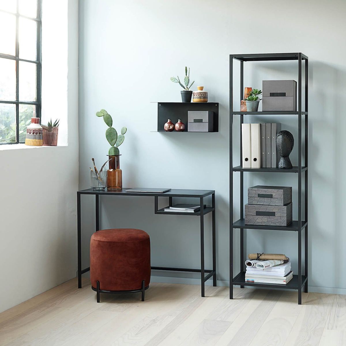 LIVING MARKET - Escritorio Alset Metal Fierro Negro