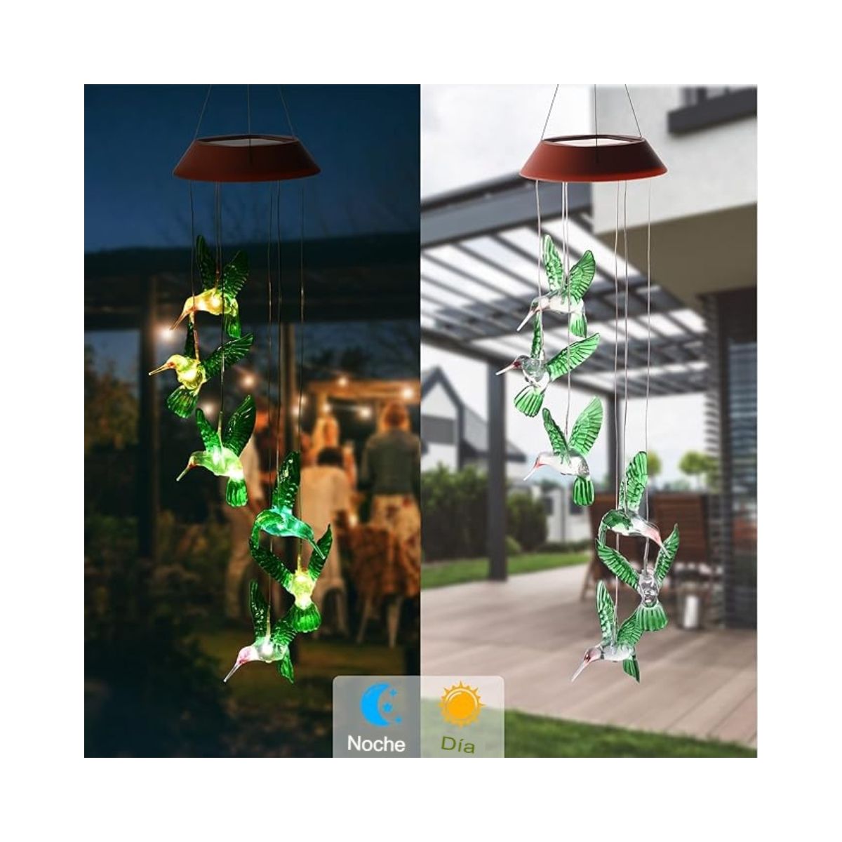 GENERICO - Campanillas de Viento en forma de colibrí con Luces LED