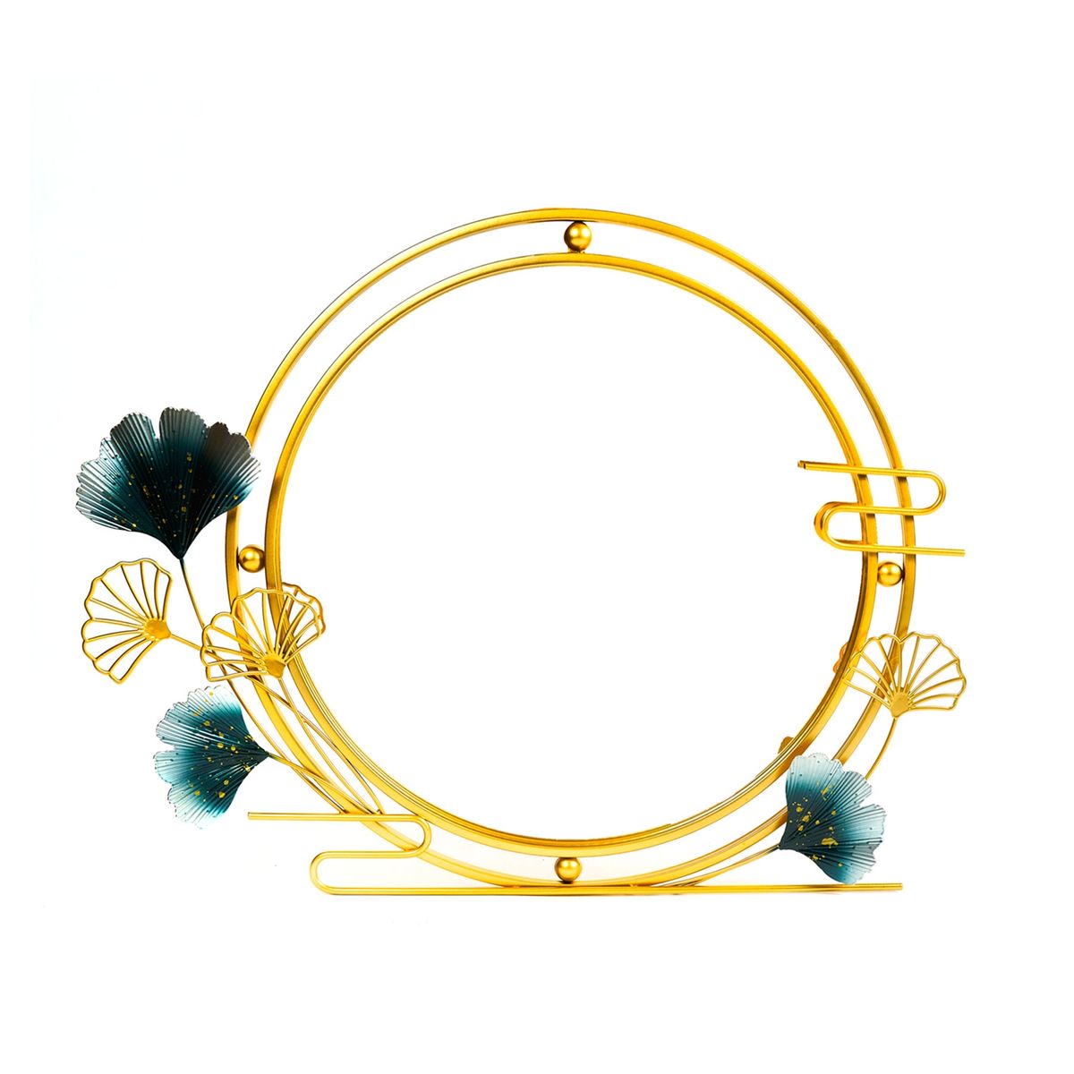 MUNDO ONLINE - Espejo Redondo Deco Mural Dorado Floral 70 cm