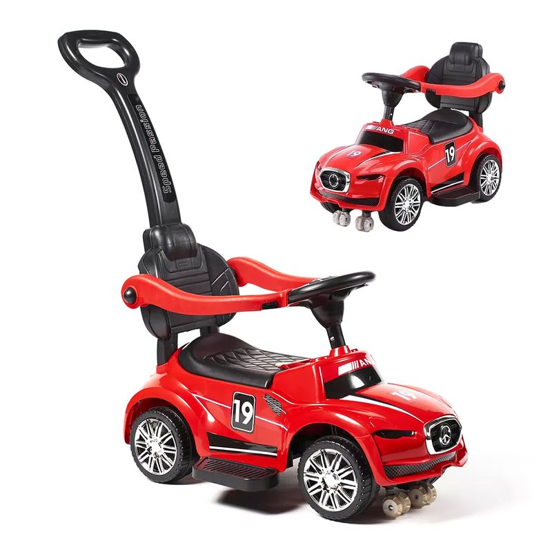 MUNDO ONLINE - Correpasillo/Andador 2 en 1 Con Mango Removible Rojo