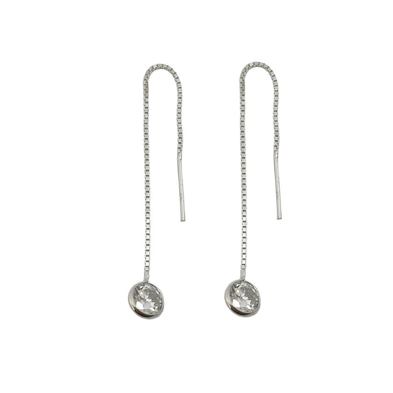 ANDREA COGGIOLA JOYAS - Aros Pía Cadena Circón Plata Fina 925