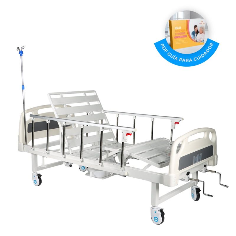 FIRST CARE - CAMA CLÍNICA MANUAL 2 POSICIONES CON BAÑO - GRIS