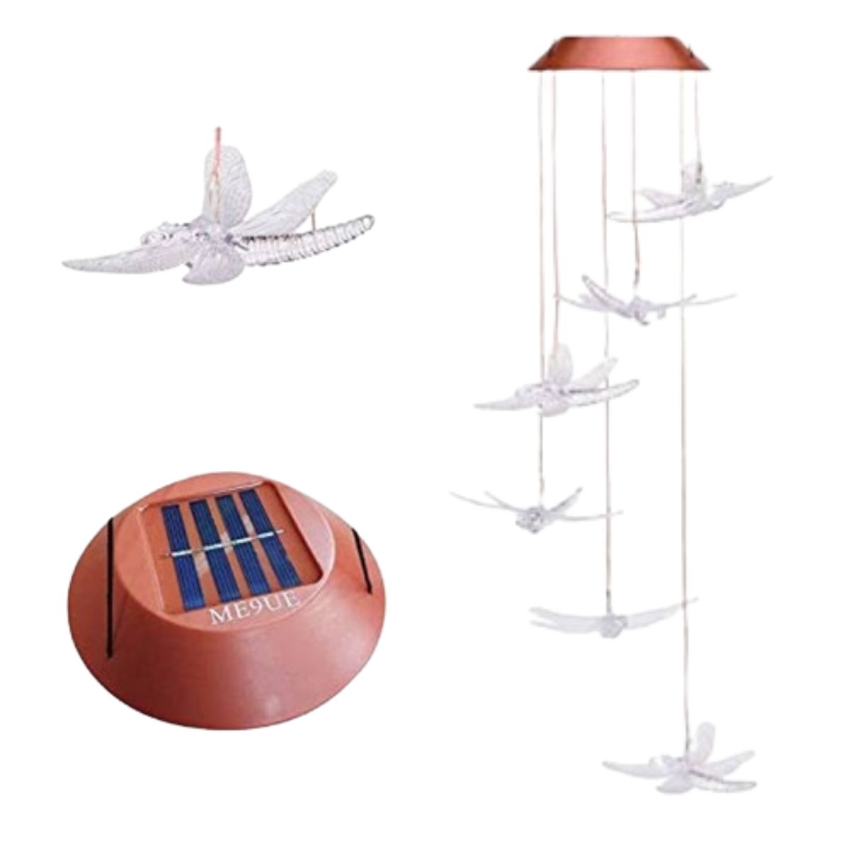 GENERICO - Campanillas de Viento en forma de libélula con Luces LED