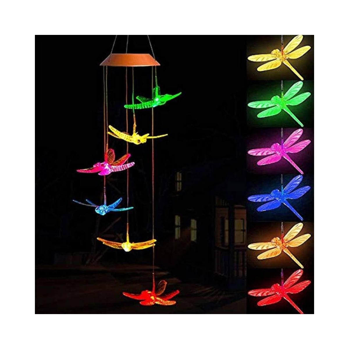 GENERICO - Campanillas de Viento en forma de libélula con Luces LED