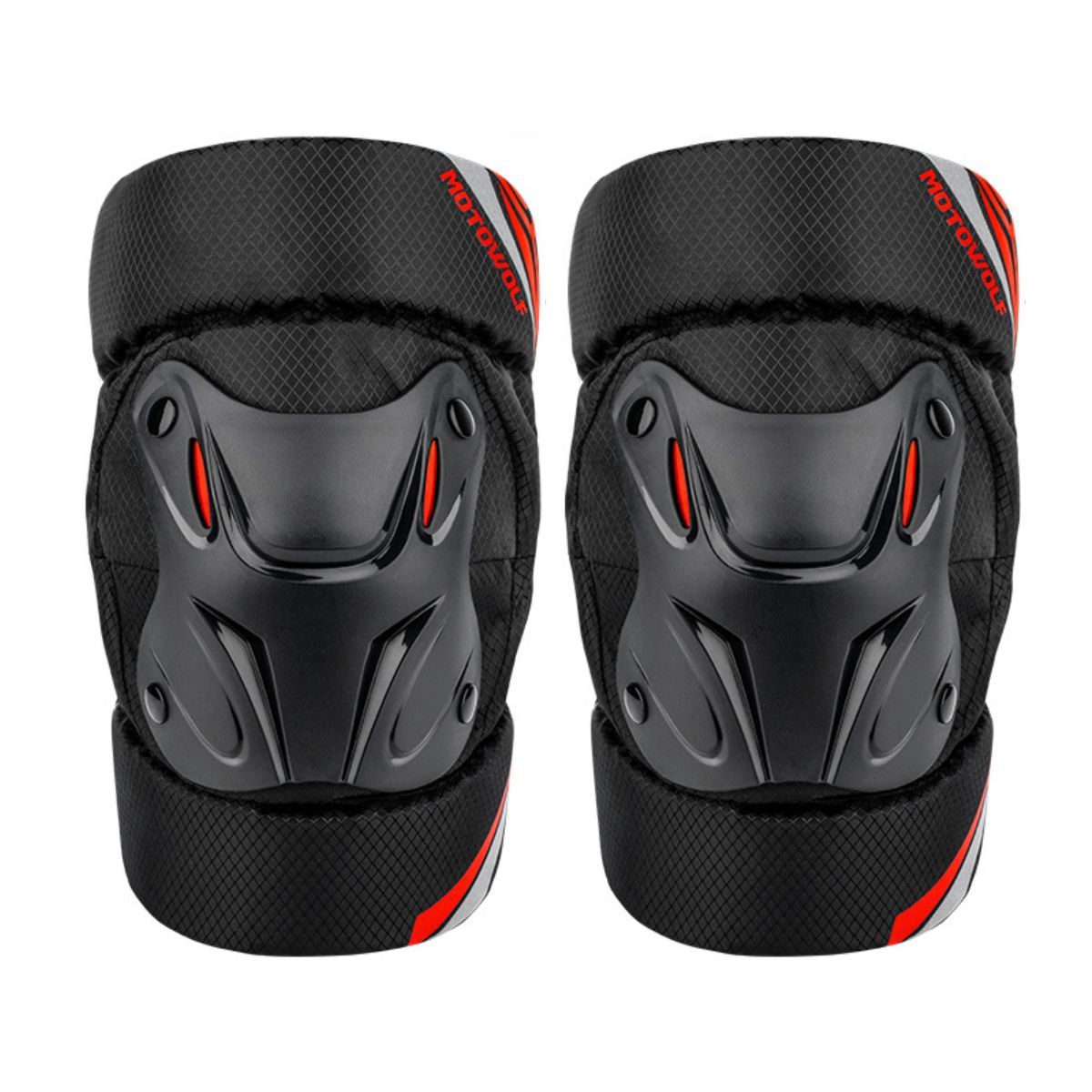 MOTOWOLF - Rodilleras Cortas Negras de Motociclismo Correas Ajustables  MOTOWLOF 1010LJT-R