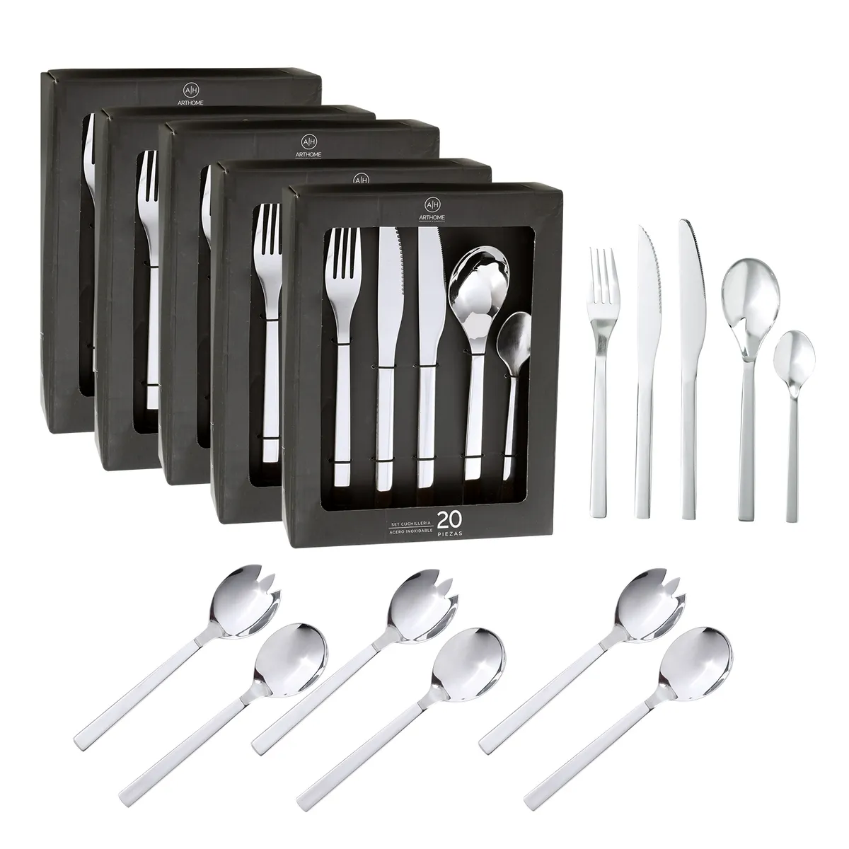 ARTHOME - Set Cuchilleria Arthome 106 Piezas Acero Inoxidable CUC10