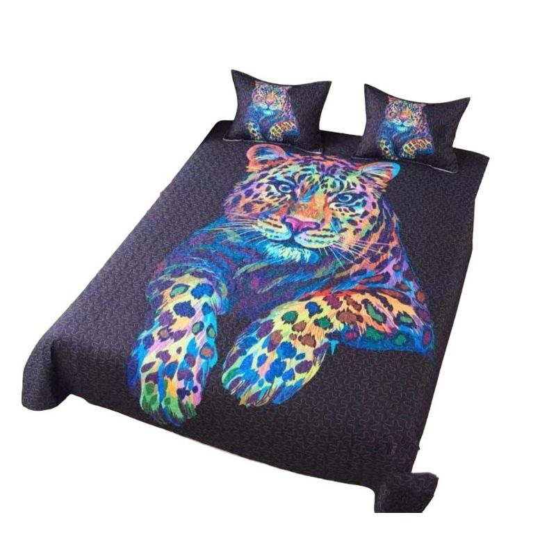 TODOHOGAR SANTIAGO DE CHILE - Cubrecama diseño estampado 36  2 Plazas diseño Tigre multicolor