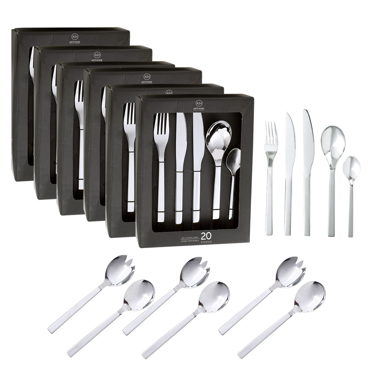 GENERICO - Set Cuchilleria Arthome 126 Piezas Acero Inoxidable CUC12