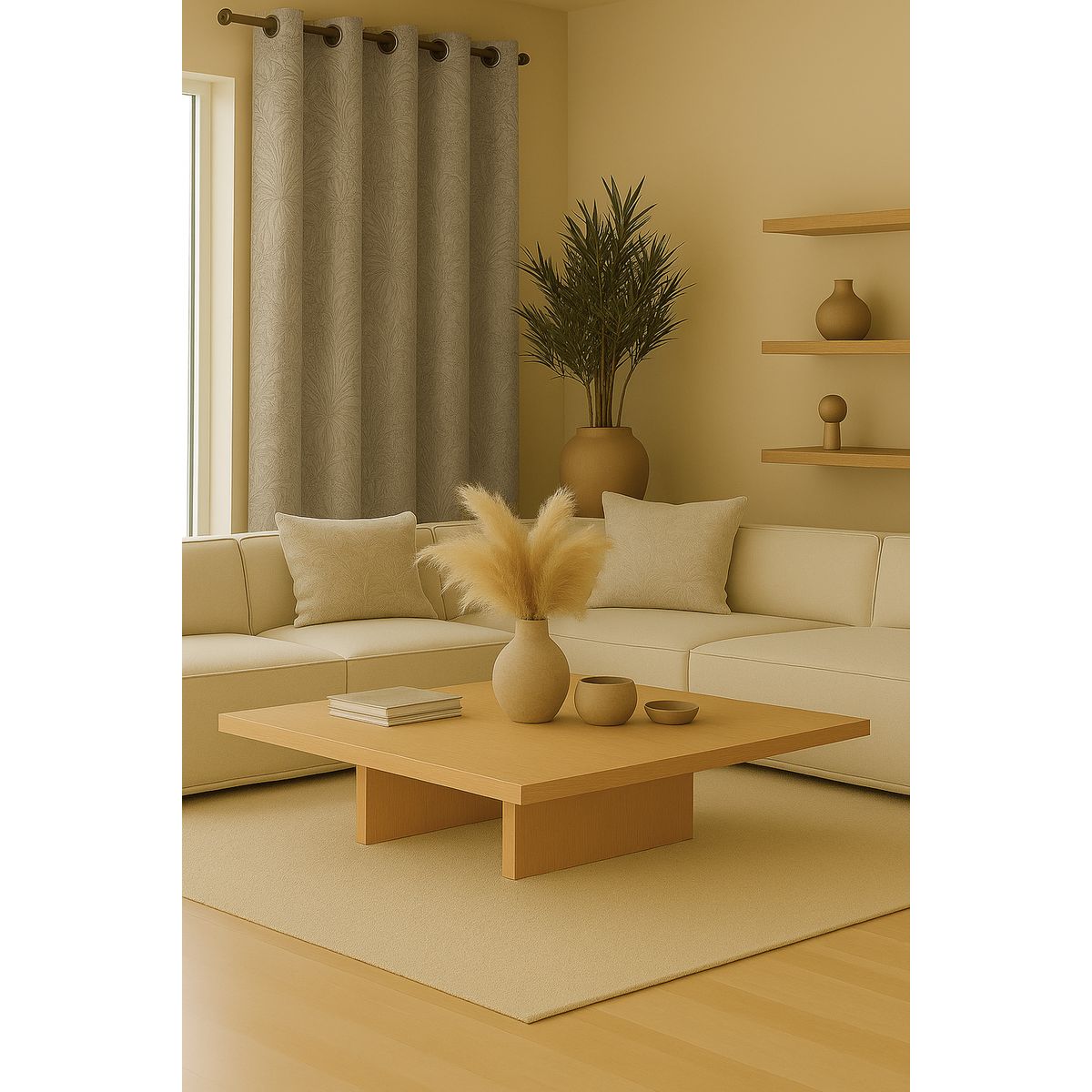 CLEMS CORTINAS - Cortina Blackout Flores Café Claro 135X225