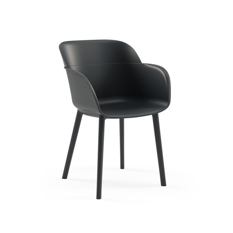 ROCA NEGRA - Silla Shell P XL de polipropileno reforzado con fibra de vidrio color negro