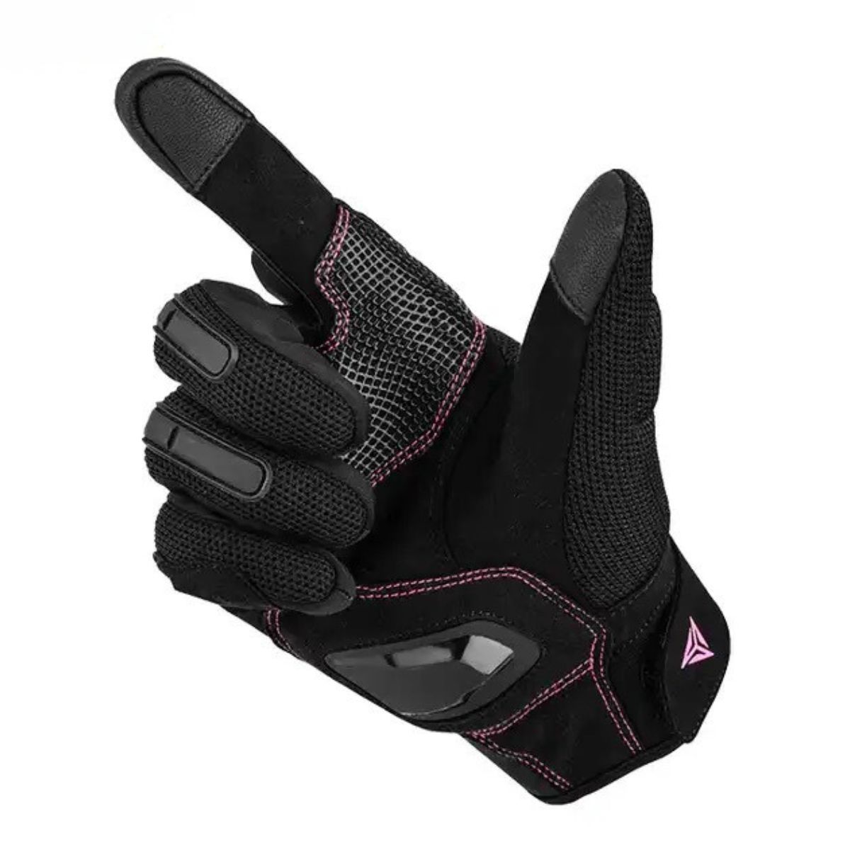 MOTOWOLF - Guantes en Cuero para Moto de Mujer Motowolf 0330 negros-rosa