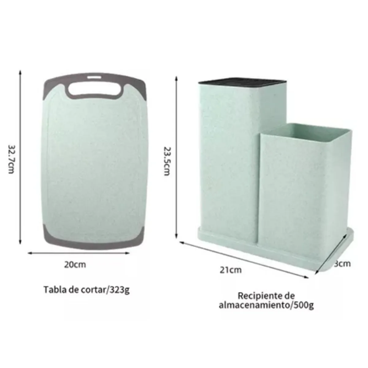 WAKESHOME - Juego de Utensilios de Cocina de 19 piezas con Base y Tabla de Cortar