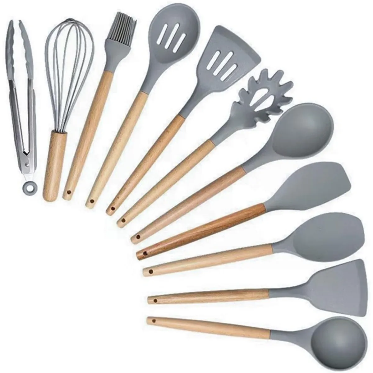 WAKESHOME - Juego de Utensilios de Cocina de 19 piezas con Base y Tabla de Cortar