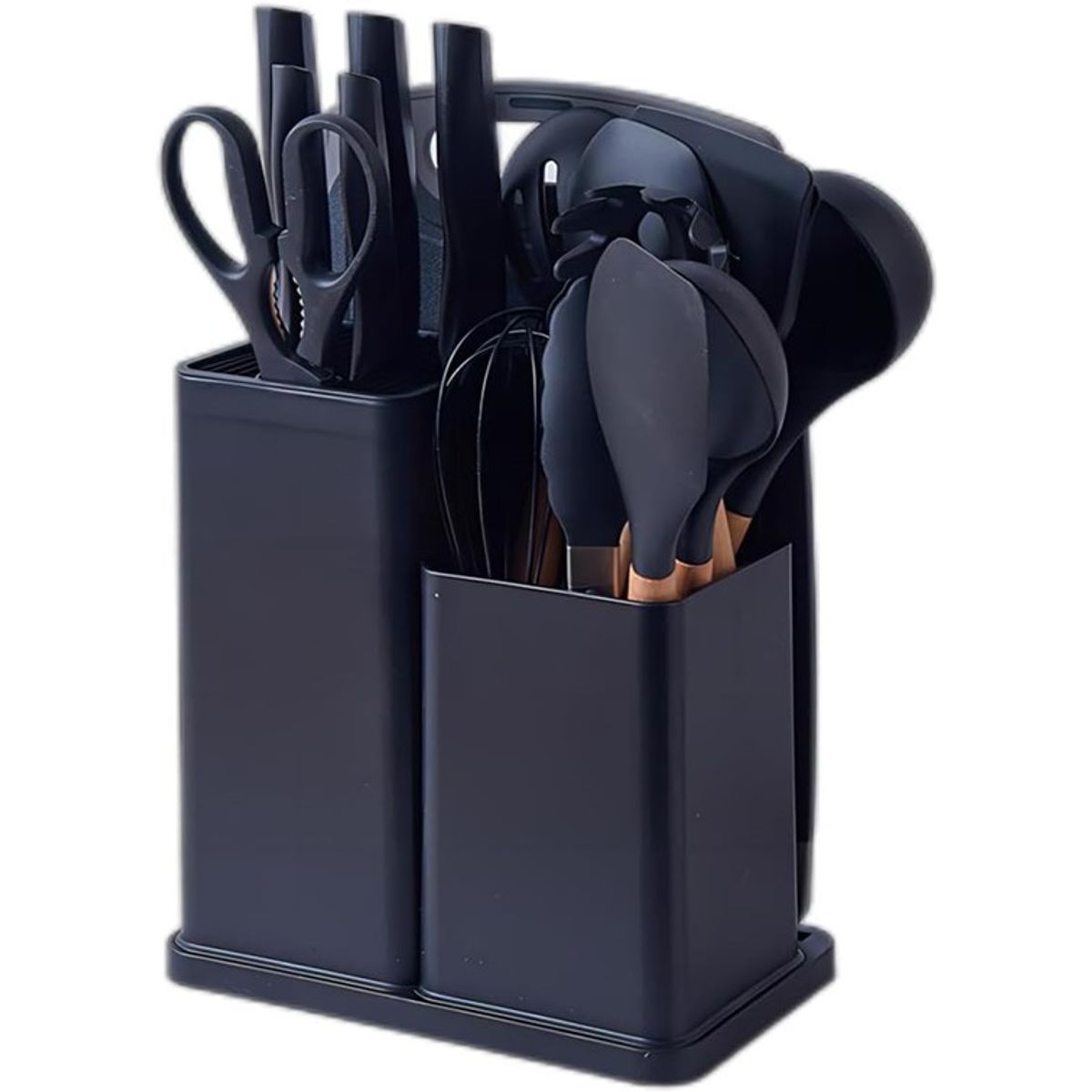 WAKESHOME - Juego de Utensilios de Cocina de 19 piezas con Base y Tabla de Cortar