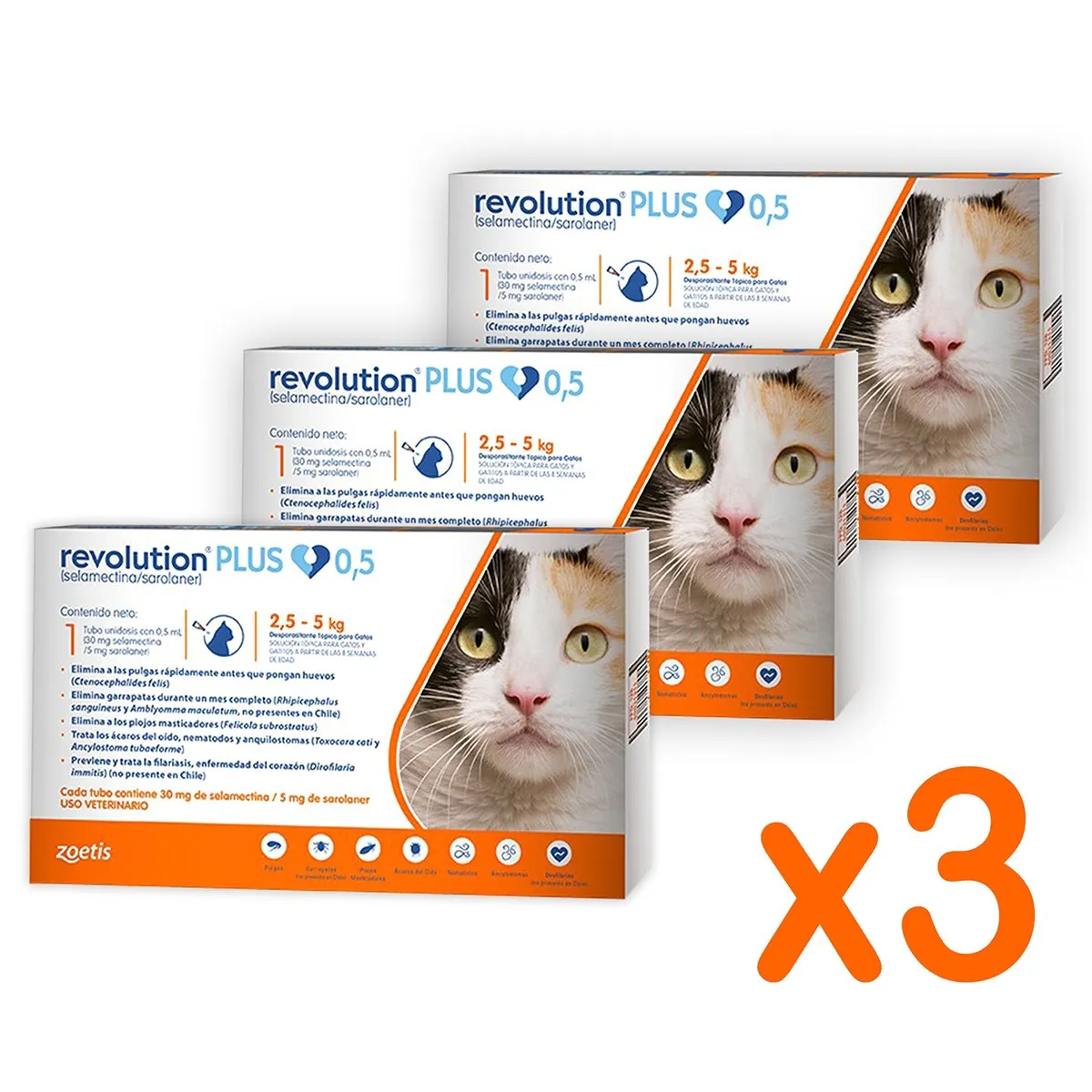 ZOETIS - Pipeta REVOLUTION PLUS 2,5 a 5 kg Pack 3 unidades