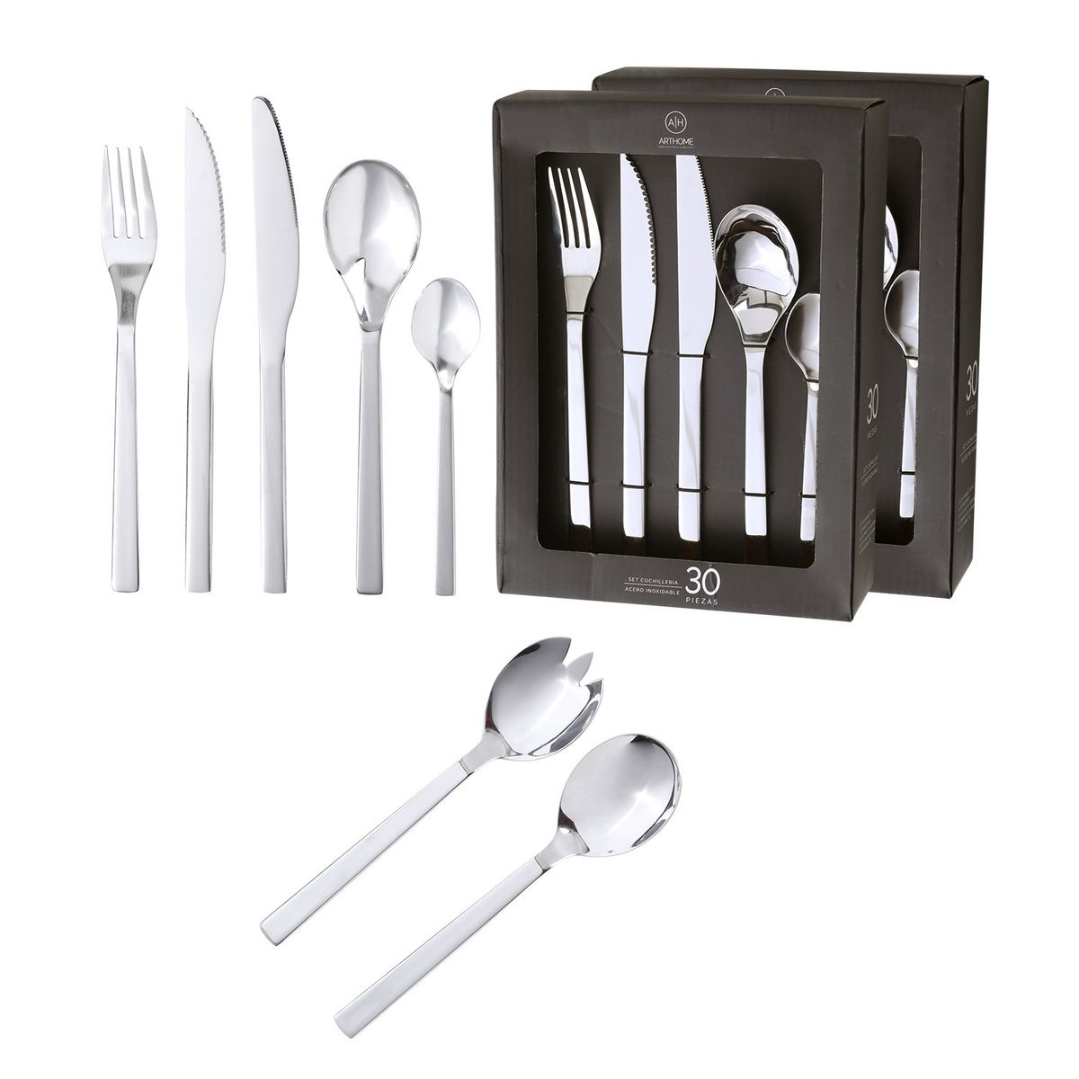 ARTHOME - Set Cuchilleria Arthome 62 Piezas Acero Inoxidable  CUC19