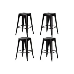 DONNA - Set de 4 Pisos Taburete Tolix Bar Empoli Metálico Negro