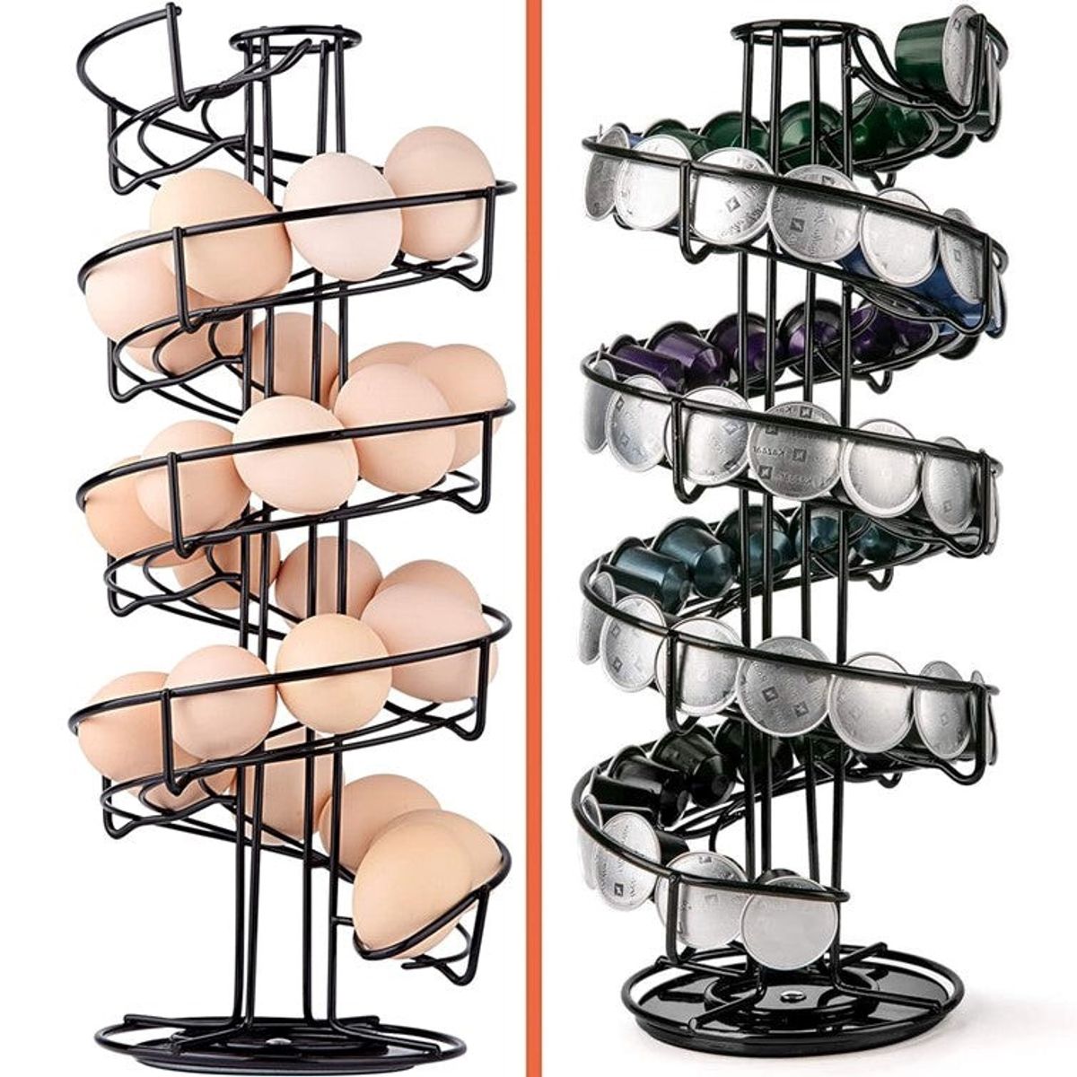 WAKESHOME - Rack de Cocina Espiral Organizador de Huevos Capsulas de Cafe