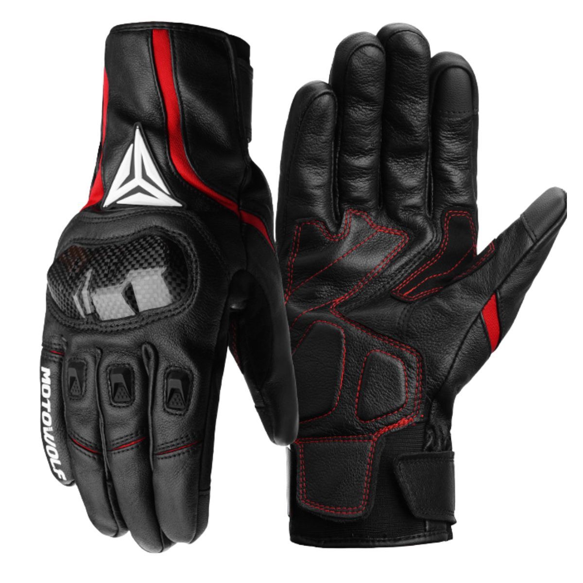 MOTOWOLF - Guantes Cálidos de Invierno en Cuero Para Motociclismo Motowolf 0305B