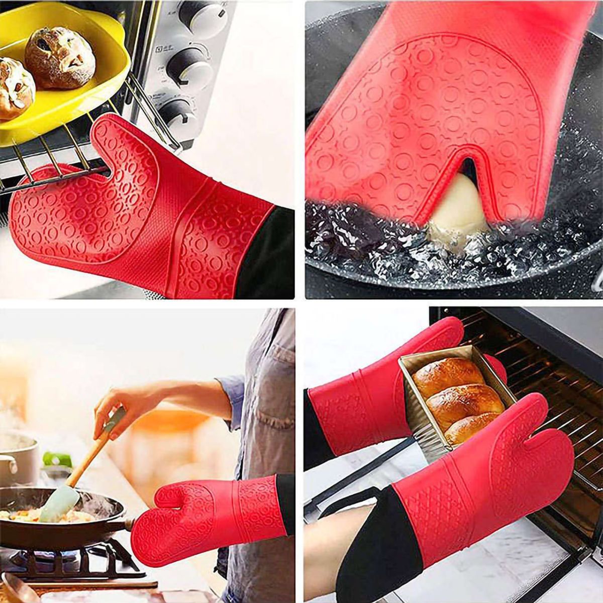 GENERICO - Guante Cocina Silicona Horno Ollas Antideslizante