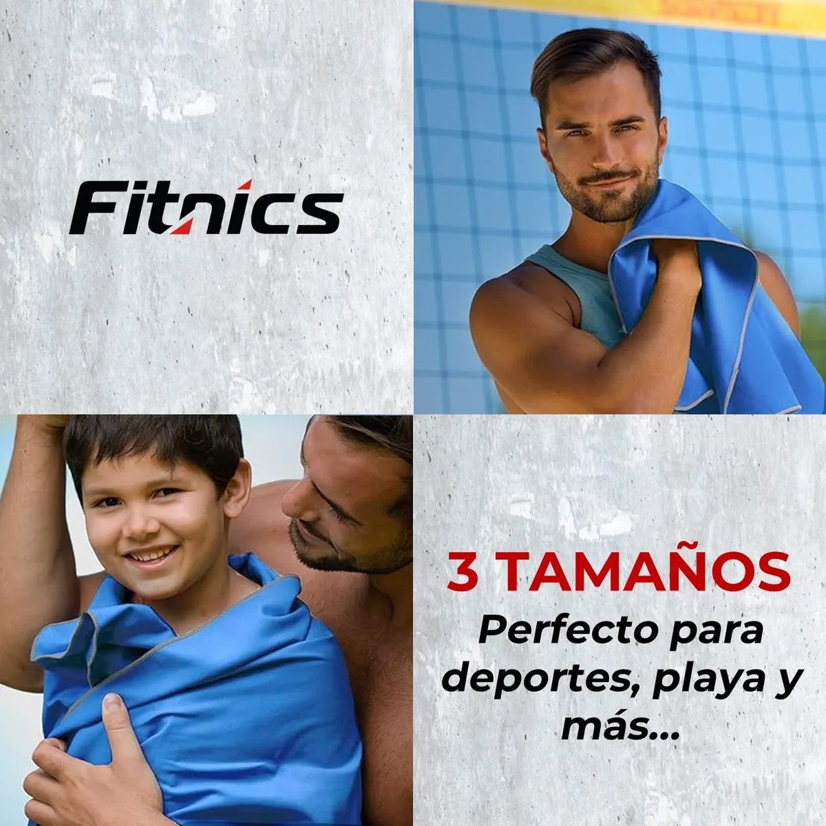 FITNICS - Toalla Microfibra Set Fitnics Secado Rapido+Estuche - Azul
