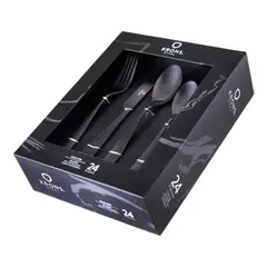 KRONS - Set Cubiertos Acero Inoxidable Black 24 Piezas