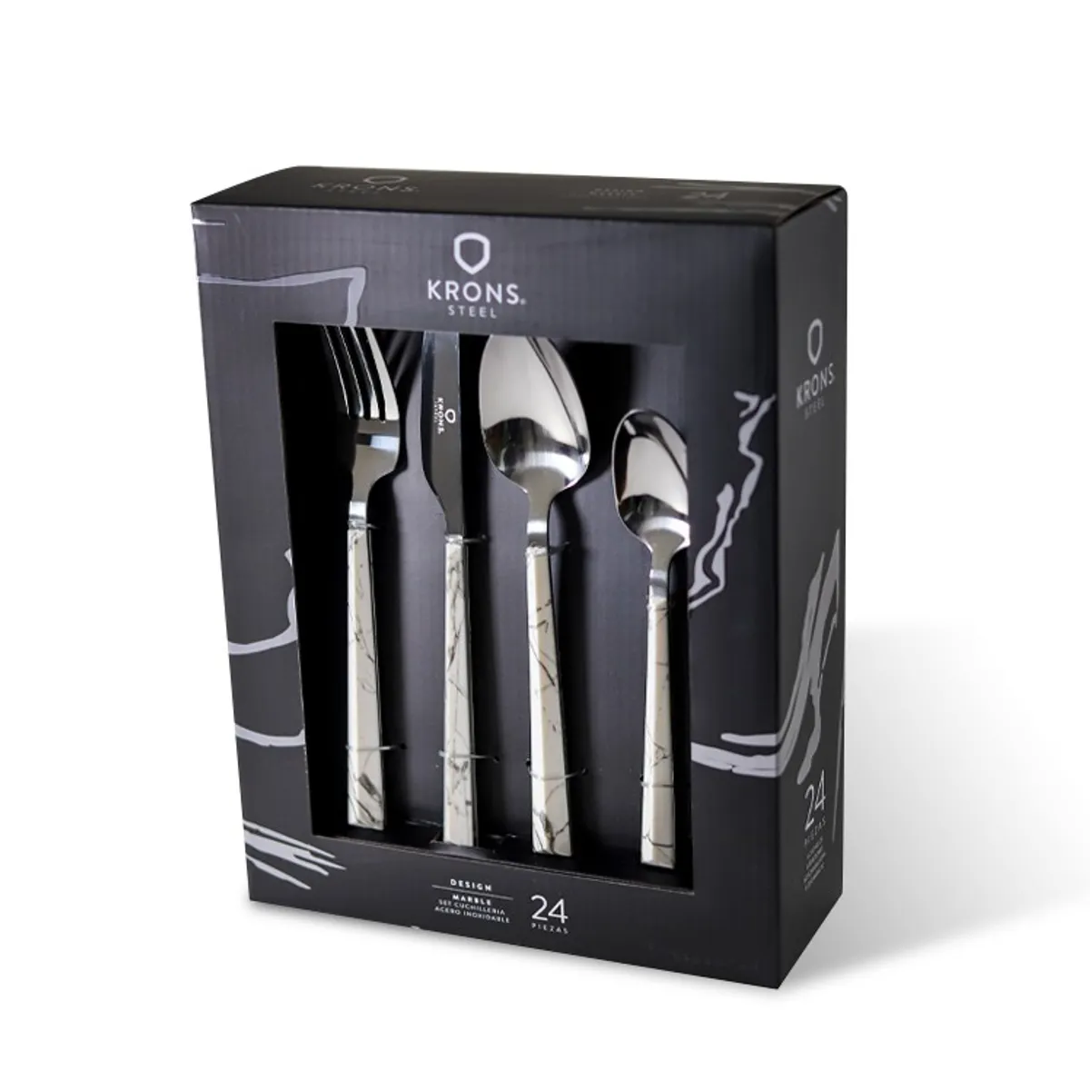 KRONS - Set Cubiertos 24 Piezas Acero Inoxidable krons