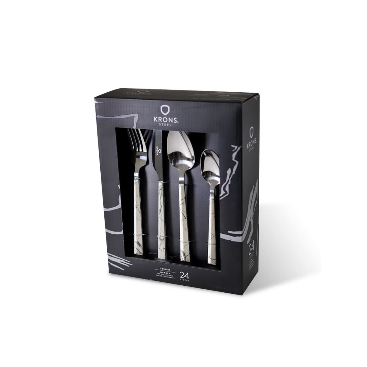 KRONS - Set Cubiertos 24 Piezas Acero Inoxidable krons