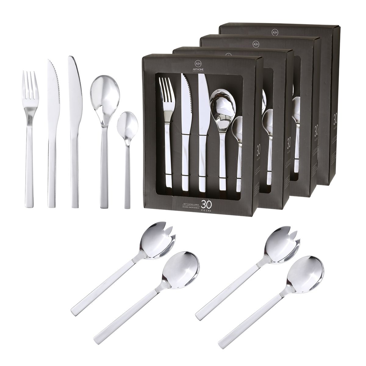 ARTHOME - Set Cuchilleria Arthome 124 Piezas Acero Inoxidable CUC21