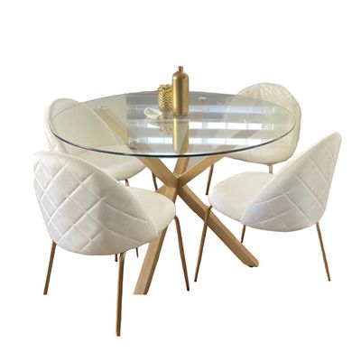 Imagen 2 del producto Juego de Comedor Warwick 120cm + 4 Sillas Bread Gold Beige