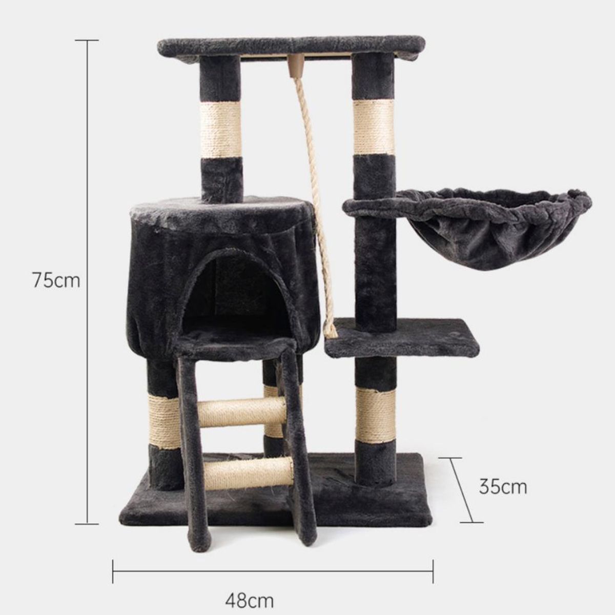 DETODOYMAS - Rascador de Gatos 3 niveles + Casita y Hamaca MA10 DETODOYMAS