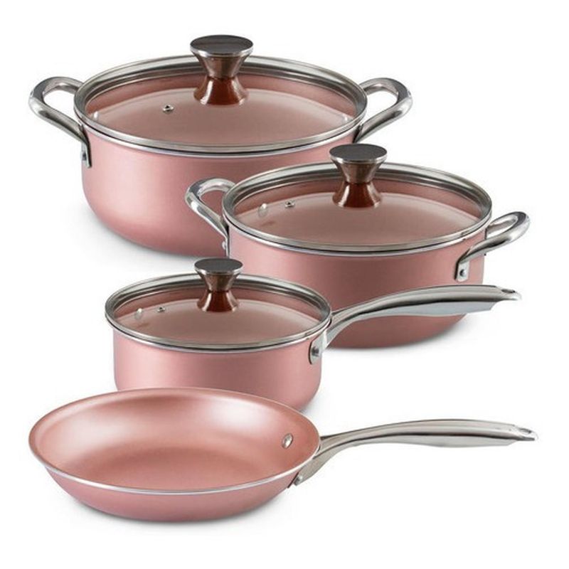 ILKO - Bateria Antiadherente 7 Piezas Silver Rose Gold Ilko