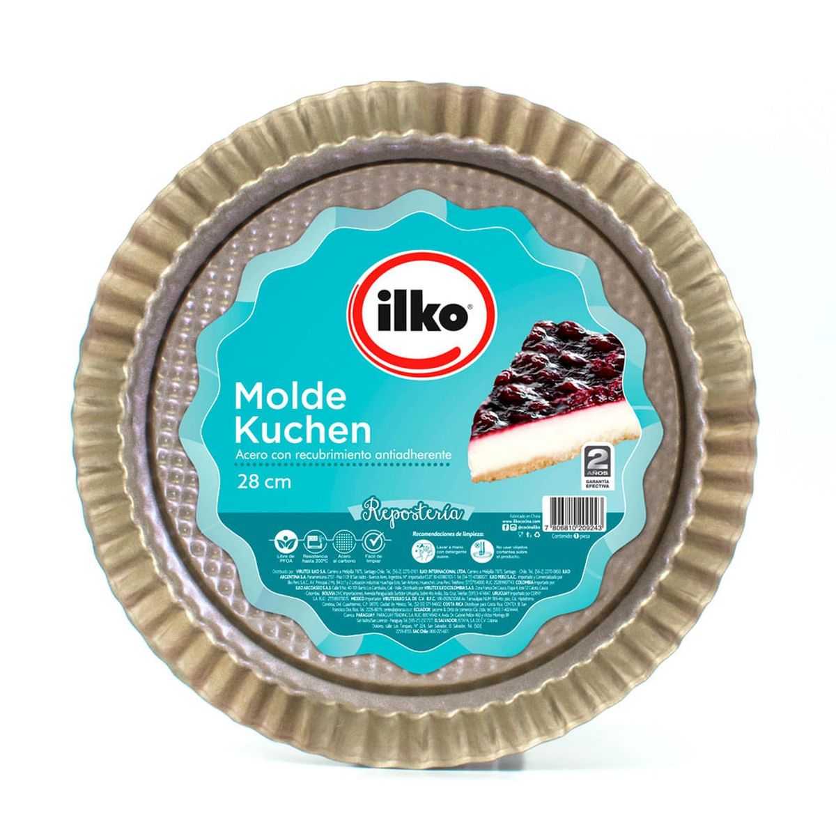 ILKO - Molde Kuchen 28 Cm Antiadherente Gold Ilko