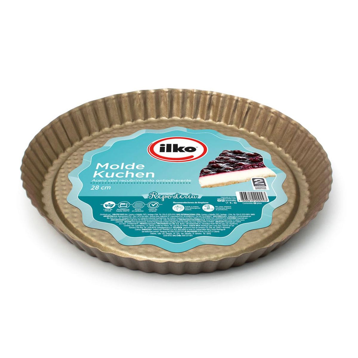ILKO - Molde Kuchen 28 Cm Antiadherente Gold Ilko