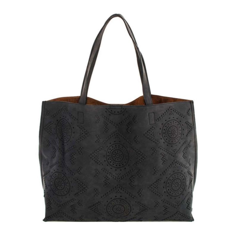 VANE COLLECTION - Cartera bolso mujer ecocuero gamuza gris corte laser