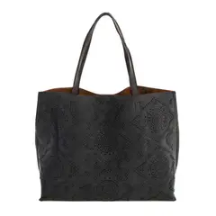 VANE COLLECTION - Cartera bolso mujer ecocuero gamuza gris corte laser