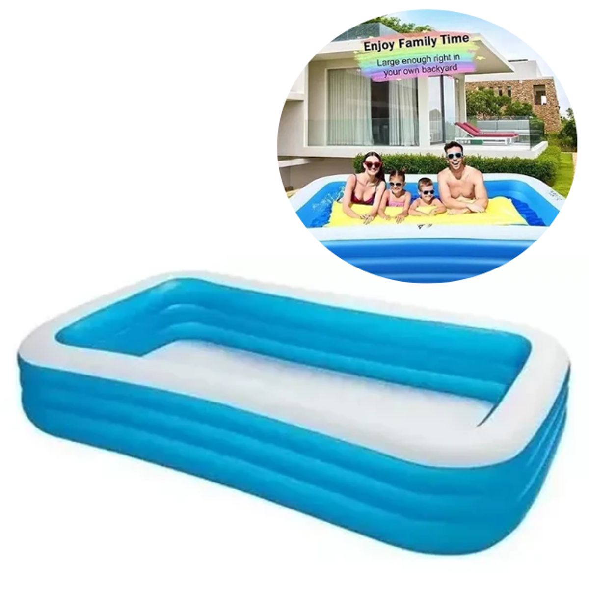 GENERICO - Piscina Inflable Rectangular Niños Verano Diversión 2.60 Mts