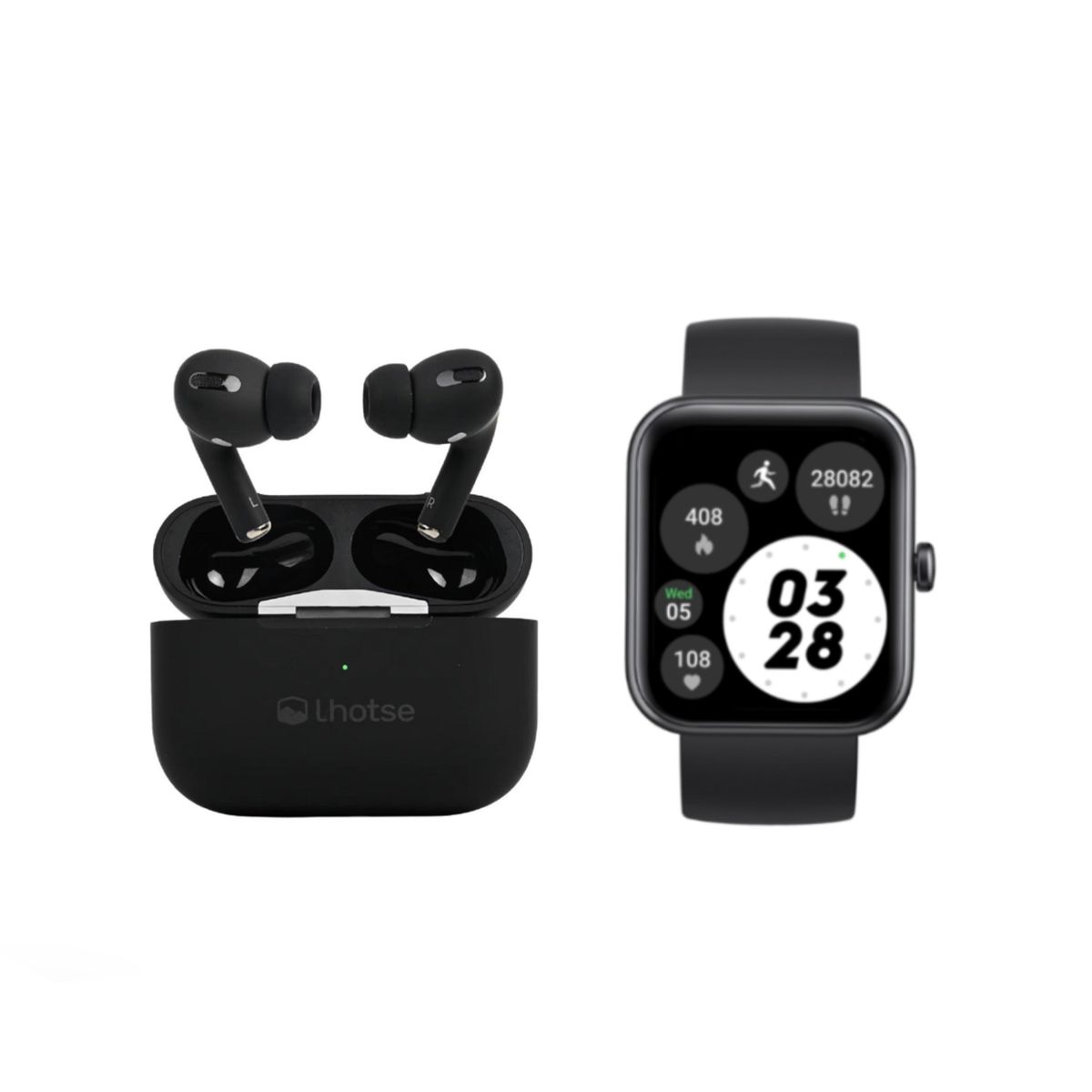 LHOTSE - Pack Black Smartwatch mini 206 + Audífonos RM7 Pro Lhotse