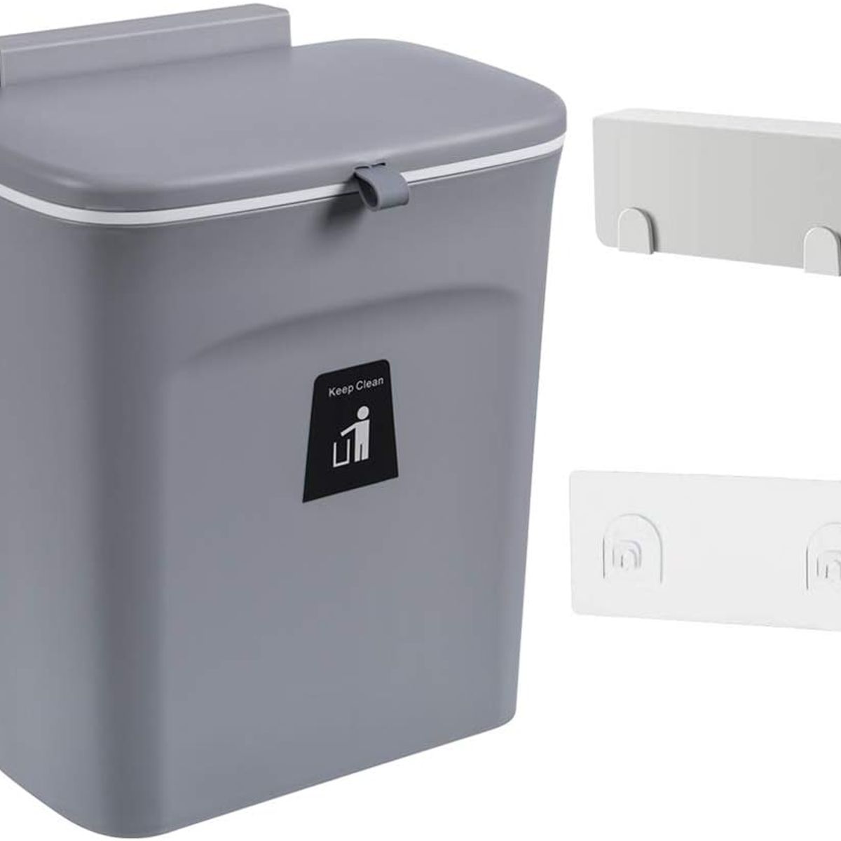 WAKESHOME - Basurero Colgante con Soporte de Gabinete y Tapa 9 Litros