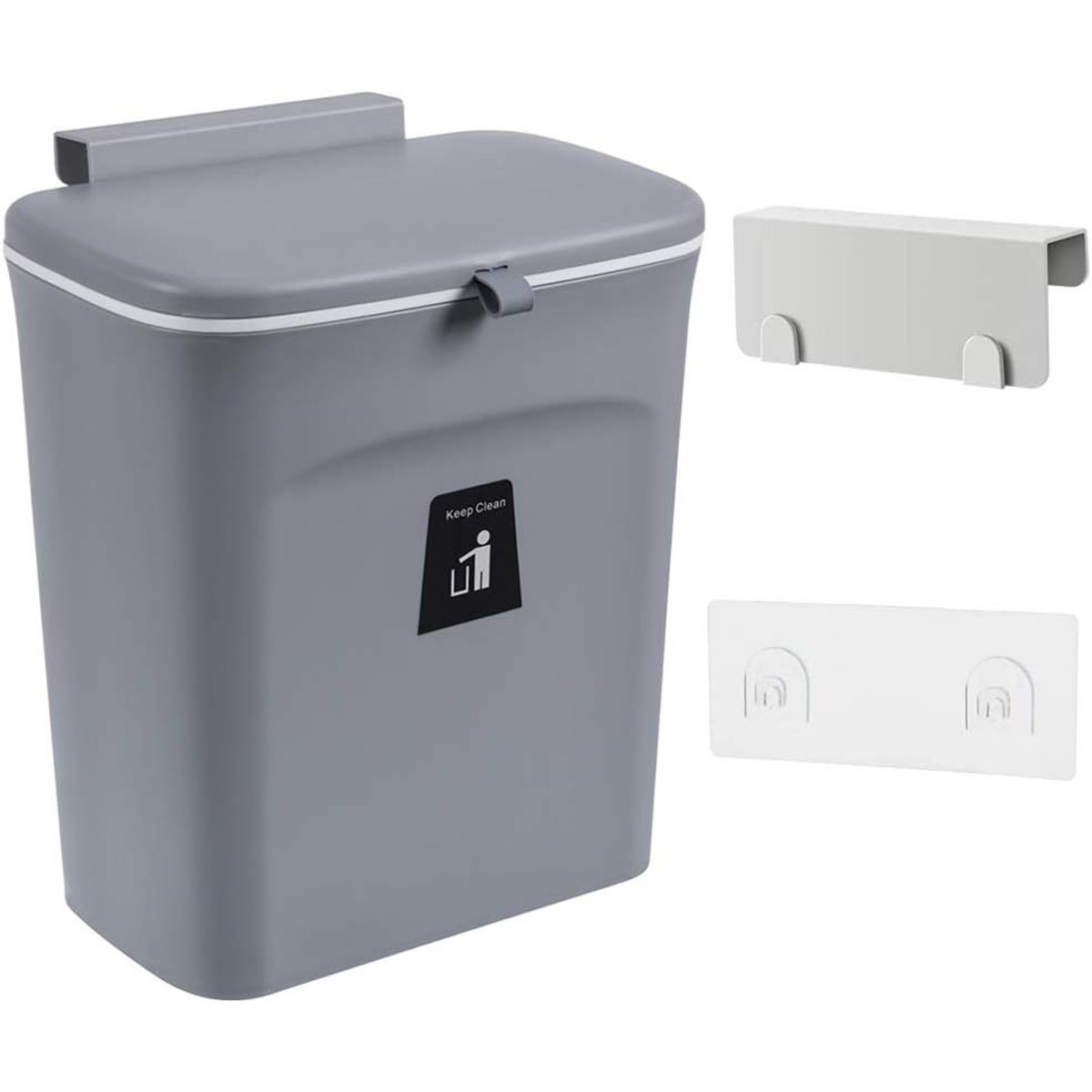 WAKESHOME - Basurero Colgante con Soporte de Gabinete y Tapa 9 Litros