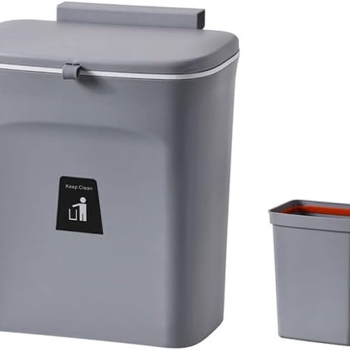 WAKESHOME - Basurero Colgante con Soporte de Gabinete y Tapa 9 Litros