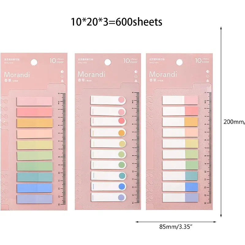 EDWINAYY - Nota Adhesiva Banderitas Post-it 3 Set 600 Hojas Trasparente