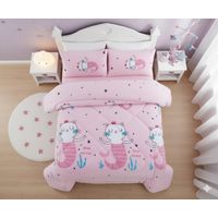 COBERTOR PLUSH PARA NIÑAS CON CHIPORRO 1.5 PLAZA DISEÑO INFANTIL ROSA GATITA SIRENA