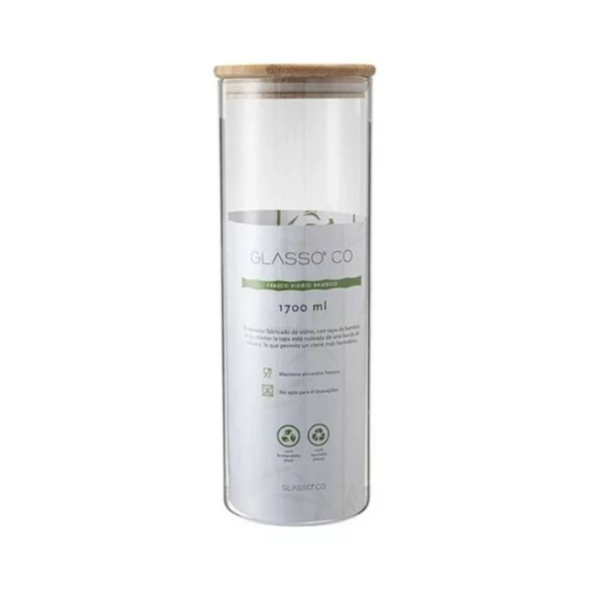 GLASSO - CONTENEDOR CON TAPA BAMBOO 1700 ML ECO GLASSO